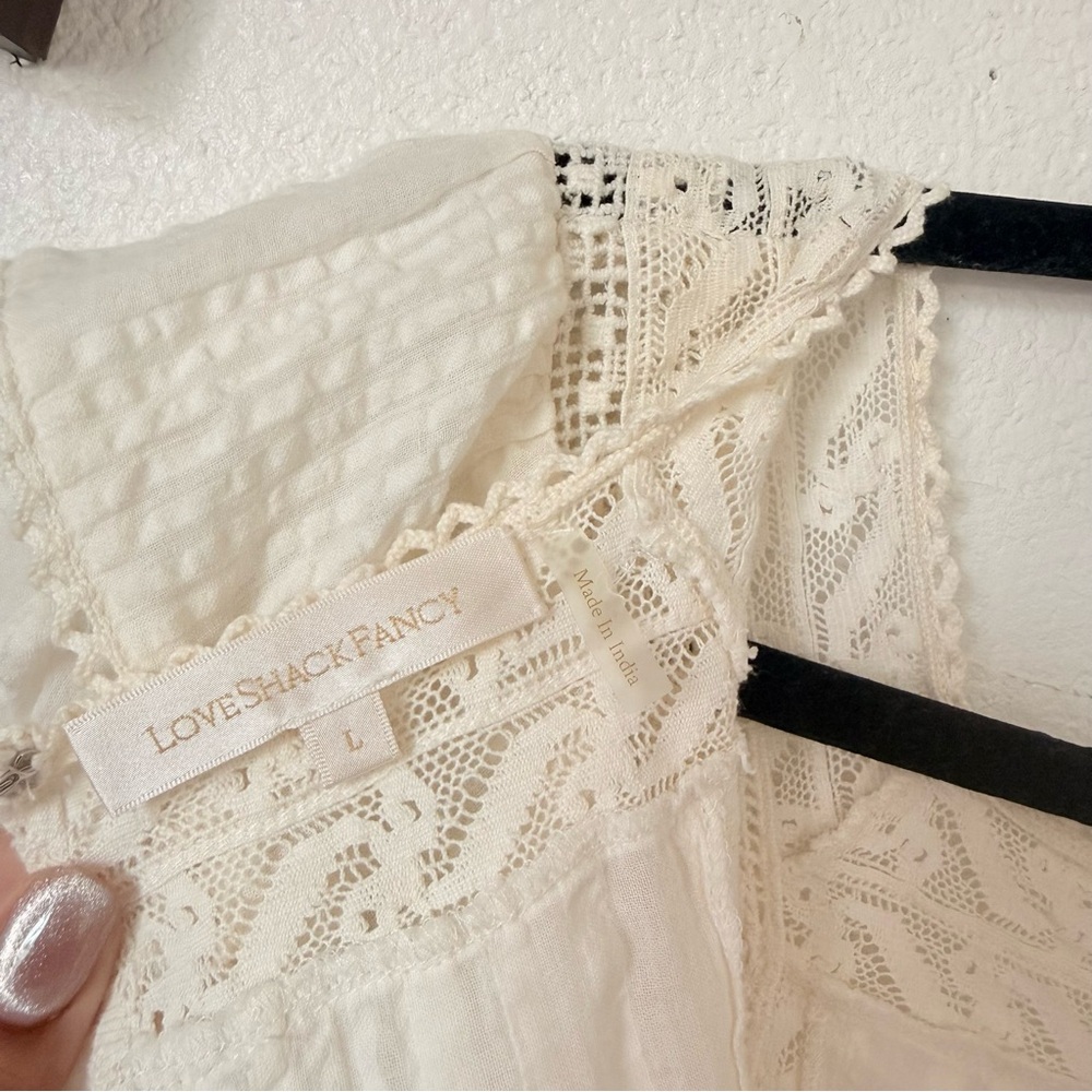LOVESHACKFANCY STELLA MINI RUFFLE DRESS Antique White Size Large - Picture 13 of 16